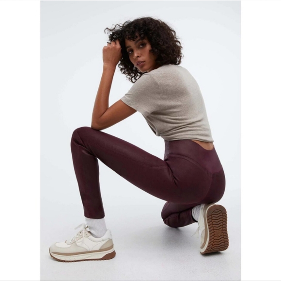 Level 99, Size Small, Burgundy leggings, high-waist, Soft Shimmer - Picture 2 of 9